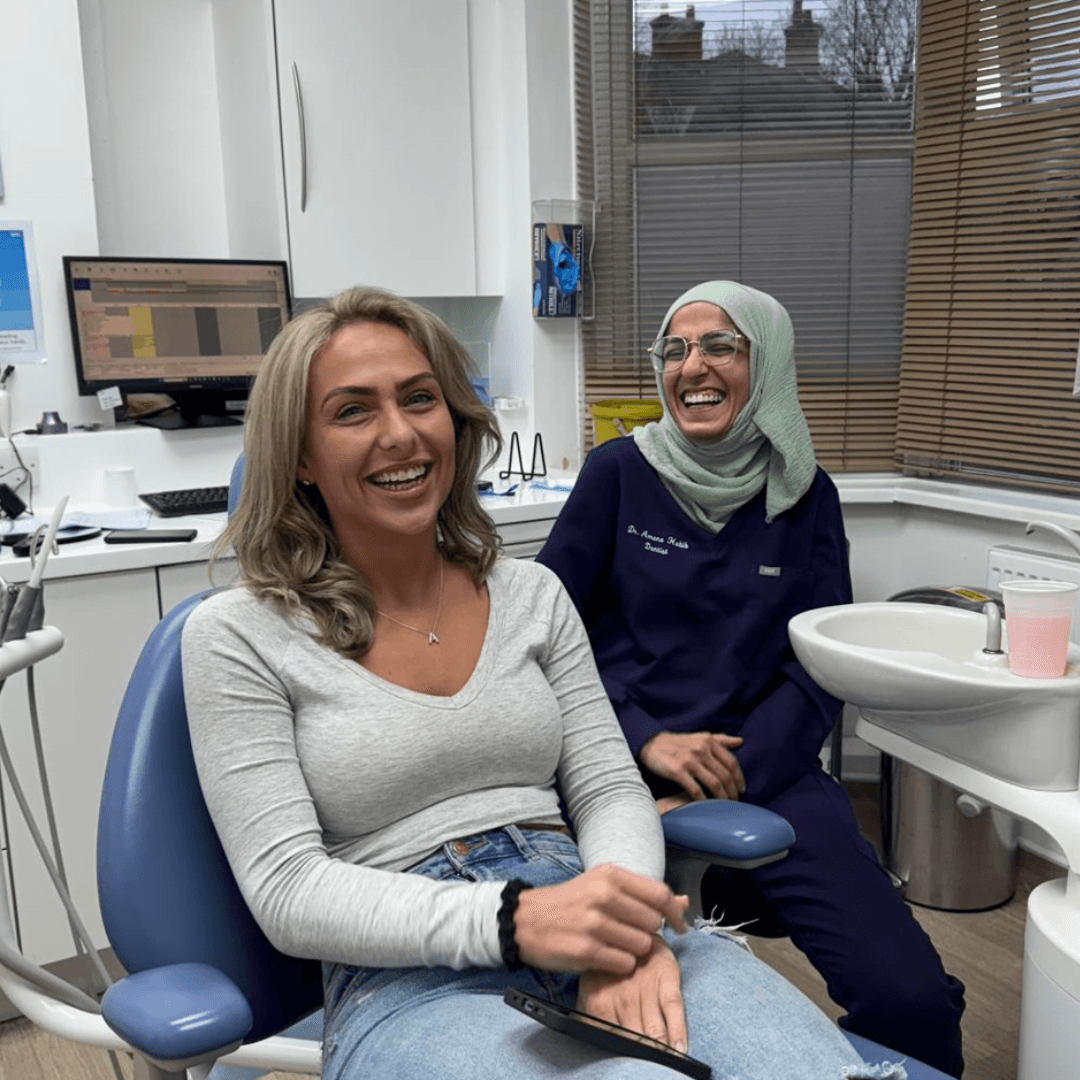 Happy patient after emergency dental treatment at Winchester Avenue Dental Surgery Leicester